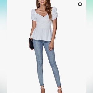 Flare Ruffle Peplum Top (Never Worn) | White | X-Large